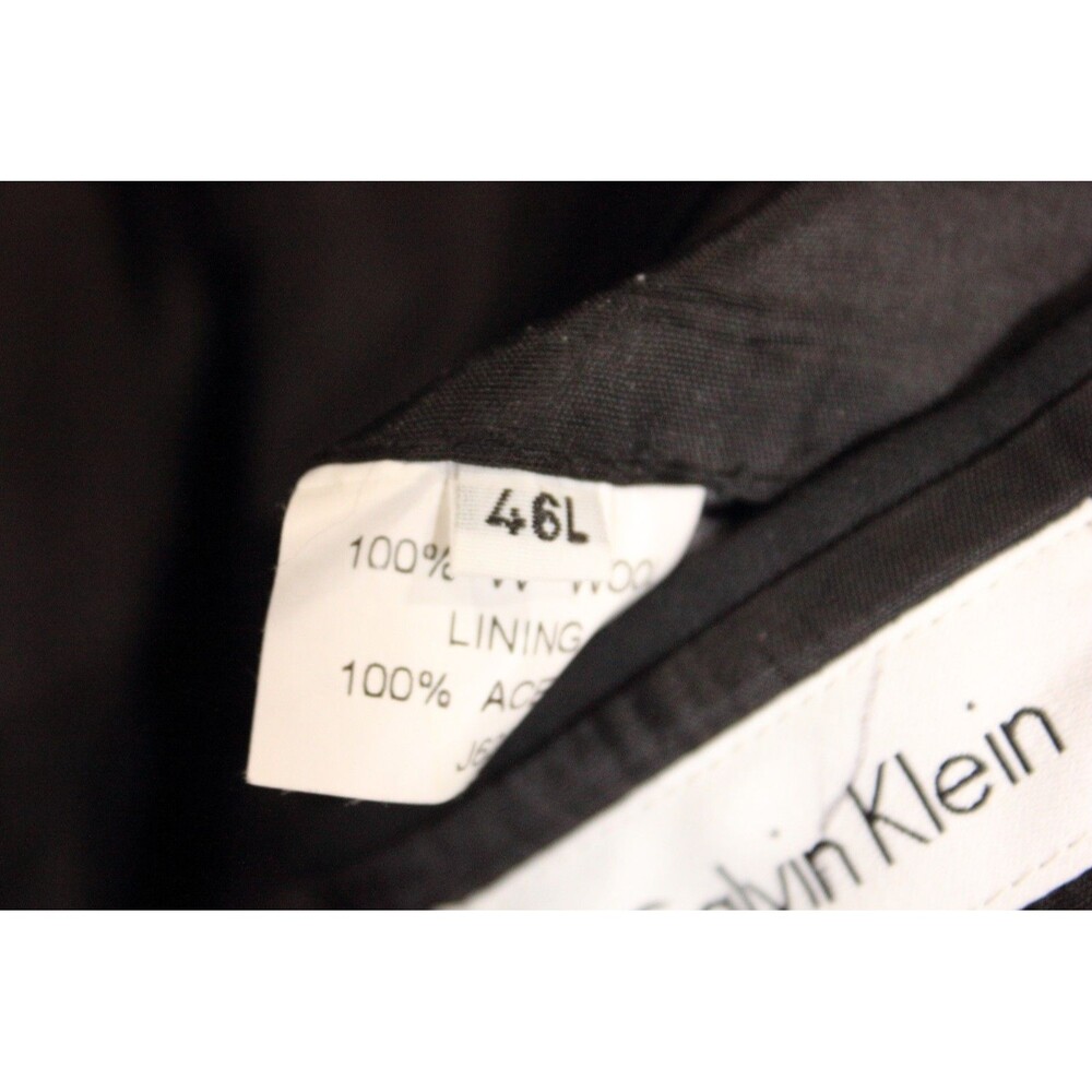 Calvin Klein Tuxedo 2 Pc Suit Mens Black 2 Btn Wool 46L Flat Front 42" Waist - Picture 10 of 11